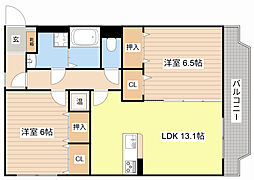 ブレイン新旭 2LDKの間取図画像