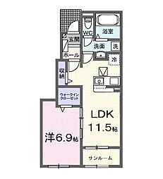 ヴァンヴェール彦根CS 1LDKの間取図画像