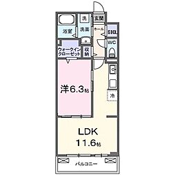 岡アパート(028570001) 1LDKの間取図画像