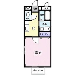 ヴィルクラージュ 1Kの間取図画像