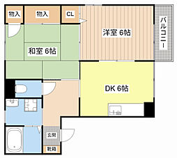 アポロII 2階2DKの間取り