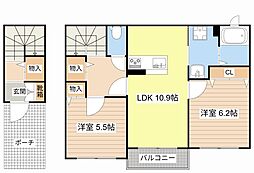 シャーメゾンプランドール2 2LDKの間取図画像