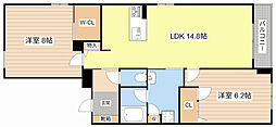 新清館III 2LDKの間取図画像