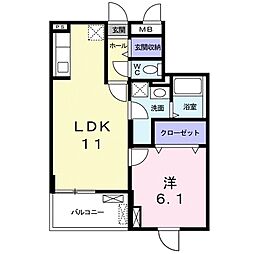 マンダリンカ1 1LDKの間取図画像