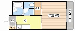 コスモハイツ秦荘A号 1Kの間取図画像