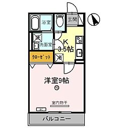 ブルージュ3 1Kの間取図画像