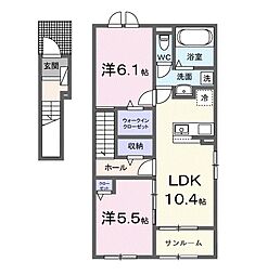 ヴァンヴェール彦根CS 2LDKの間取図画像