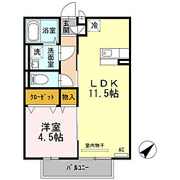 セジュールアースマーシ3 1LDKの間取図画像