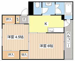 ビレッジハウス鳥居本2号棟 2Kの間取図画像