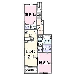 アンシャンテ 2LDKの間取図画像