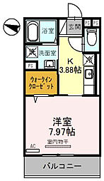 ベルエール地福寺 1Kの間取図画像