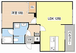 東晃マンション 1LDKの間取図画像