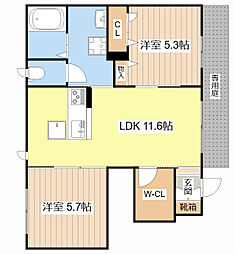セントリビエ南彦根 2LDKの間取図画像