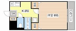 サンリッチMIYUKI 1Kの間取図画像