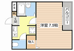 ブライトン・パーク 1Kの間取図画像