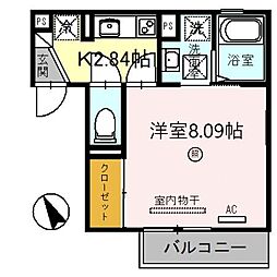 アネックスわたむき 1Kの間取図画像