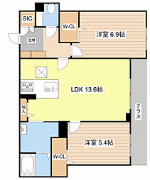 ホクラニ 2LDKの間取図画像