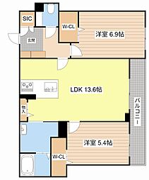 ホクラニ 2LDKの間取図画像