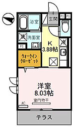 ベルエール地福寺 1Kの間取図画像