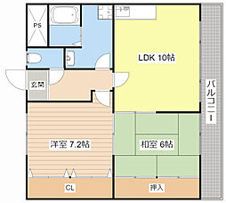 メゾンエスポワール坂本 2LDKの間取図画像