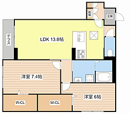 シャーメゾン池州 みらいエコ対象物件 2LDKの間取図画像