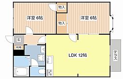 プロムナード 1階2LDKの間取り