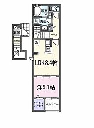 アップフィールド 共栄 III 1LDKの間取図画像
