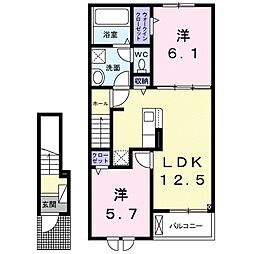 モマン ドゥ マノワール 2LDKの間取図画像
