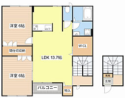 フラッツ秋桜 2LDKの間取図画像