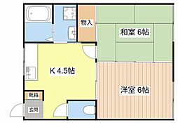 クレール行村 2Kの間取図画像