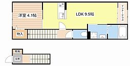 (仮)草津市草津3丁目新築アパート 1LDKの間取図画像