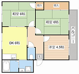 サンハイツ中川 3DKの間取図画像