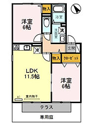 クラジールヤマザキ 2LDKの間取図画像