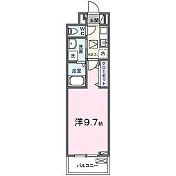 リ:ルーム南草津 1Kの間取図画像