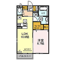 シャーロット壱番館 1LDKの間取図画像