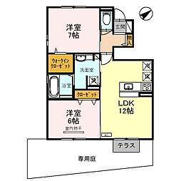 ベルジュウィット 2LDKの間取図画像