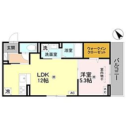 D-ROOM後三条 1LDKの間取図画像