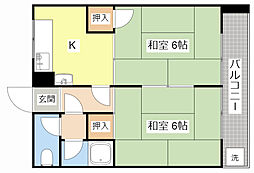 ワニコーポ 2Kの間取図画像