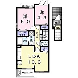 @三雲C 2LDKの間取図画像