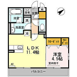 セレンディピティ堅田 1LDKの間取図画像