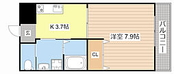 ウエストヴィレッジ11 1Kの間取図画像