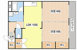 コーポドルフィン 2LDKの間取図画像