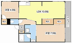 JR東海道・山陽本線 南彦根駅 徒歩33分の賃貸アパート 2階2LDKの間取り