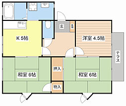 JR東海道・山陽本線 野洲駅 徒歩17分の賃貸アパート 1階3Kの間取り