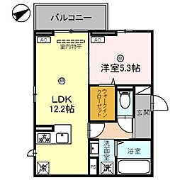 JR草津線 手原駅 徒歩14分の賃貸アパート 2階1LDKの間取り