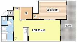 JR東海道・山陽本線 南彦根駅 徒歩19分の賃貸アパート 1階1LDKの間取り