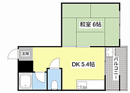 JR東海道・山陽本線 近江八幡駅 徒歩19分の賃貸マンション 3階1DKの間取り