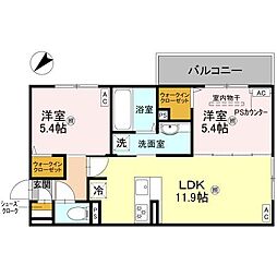 JR東海道・山陽本線 栗東駅 徒歩28分の賃貸アパート 3階2LDKの間取り
