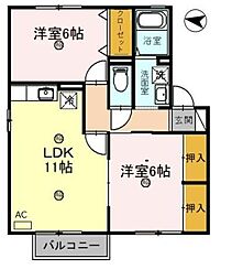 コーポはおりやA 2LDKの間取図画像