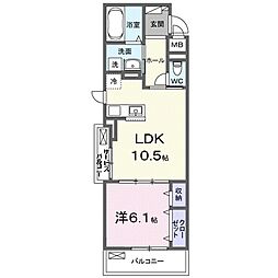 近江八幡市本町4丁目アパート 1LDKの間取図画像
